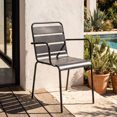 Desserte De Jardin Oviala Palavas - Acier Anthracite, 2 Plateaux, Roulettes - 82x45x70 Cm