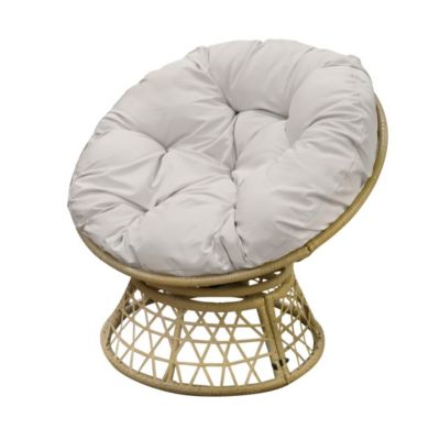 Fauteuil de jardin en résine tressée beige avec coussin gris clair  96x85x80 cm  Elégance et confort