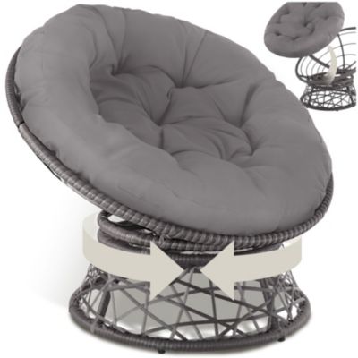 Fauteuil de jardin en rotin rotatif gris