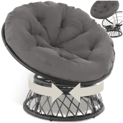 Fauteuil de jardin en rotin rotatif noir