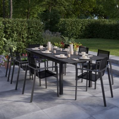 Fauteuil de jardin Galini aluminium noir H.84 cm GoodHome