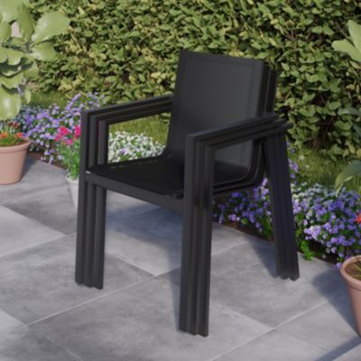 Fauteuil de jardin Galini aluminium noir H.84 cm GoodHome