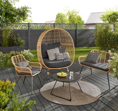 Fauteuil de jardin GoodHome Apolima en acier - Coloris marron - Hauteur 80 cm