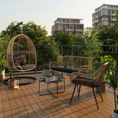 Fauteuil de jardin GoodHome Apolima en acier - Coloris marron - Hauteur 80 cm