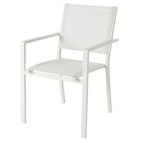 Fauteuil de jardin GoodHome Batz en aluminium et polyester - Coloris blanc éclatant - Hauteur 86 cm