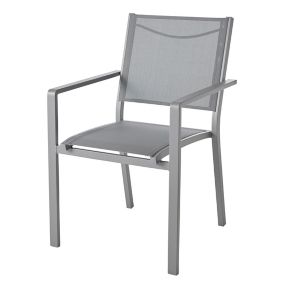 Fauteuil de jardin GoodHome Batz en aluminium et polyester - Coloris gris acier - Hauteur 86 cm