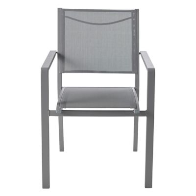 Fauteuil de jardin GoodHome Batz en aluminium et polyester - Coloris gris acier - Hauteur 86 cm