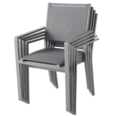 Fauteuil de jardin GoodHome Batz en aluminium et polyester - Coloris gris acier - Hauteur 86 cm