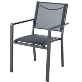 Fauteuil de jardin GoodHome Batz en aluminium et polyester - Coloris noir ébène - Hauteur 86 cm