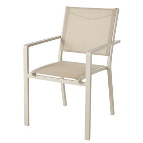 Fauteuil de jardin GoodHome Batz en aluminium et polyester - Coloris sable - Hauteur 86 cm