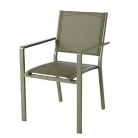 Fauteuil de jardin GoodHome Batz en aluminium et polyester - Coloris vert kaki - Hauteur 86 cm