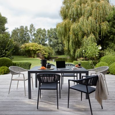 Fauteuil de jardin GoodHome Coline en aluminium et polyester - Coloris noir - Hauteur 79 cm
