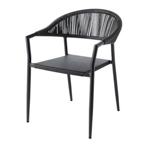 Fauteuil de jardin GoodHome Coline en aluminium et polyester - Coloris noir - Hauteur 79 cm