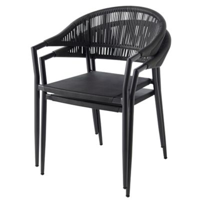 Fauteuil de jardin GoodHome Coline en aluminium et polyester - Coloris noir - Hauteur 79 cm