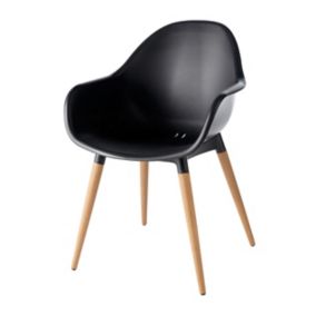 Fauteuil de jardin GoodHome Kiwee en plastique recyclé - Coloris noir - Hauteur 84 cm