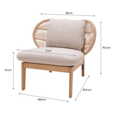 Fauteuil de jardin Hania en bois d'eucalyptus et aluminium GoodHome