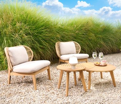 Fauteuil de jardin Hania en bois d'eucalyptus et aluminium GoodHome