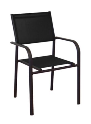 Fauteuil de jardin Proloisirs Duca en aluminium - Coloris châssis graphite, assise noire - Hauteur 87 cm