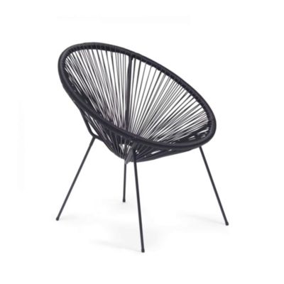 Fauteuil de Jardin Rebecca Mobili Clianto 80x70x76 Acier PE Noir Vintage