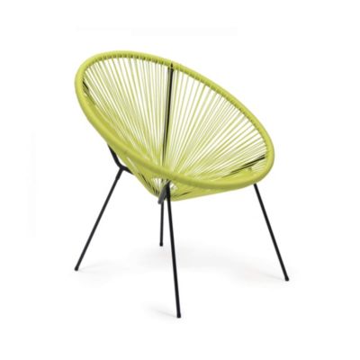 Fauteuil de Jardin Rebecca Mobili Nakhla 80x70x76 Acier PE Jaune Noir Vintage