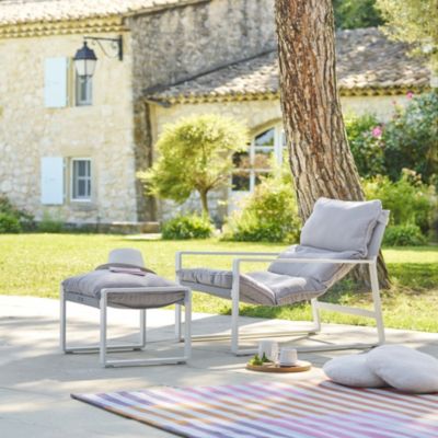 Fauteuil de jardin relax Lambinio blanc et graphite Hespéride