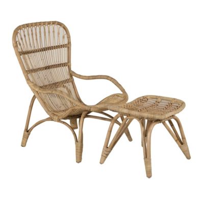 Fauteuil de Jardin & Repose-Pieds "Ella" 98cm Naturel
