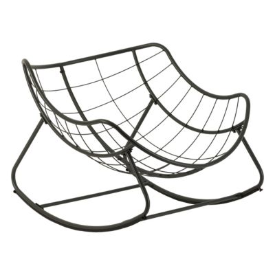Fauteuil de jardin rocking chair Paopao acier et polyester gris H.44 cm Hespéride