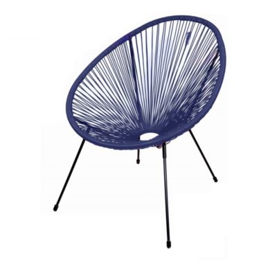 Fauteuil de jardin rond en résine coloris bleu 56x88x72 cm