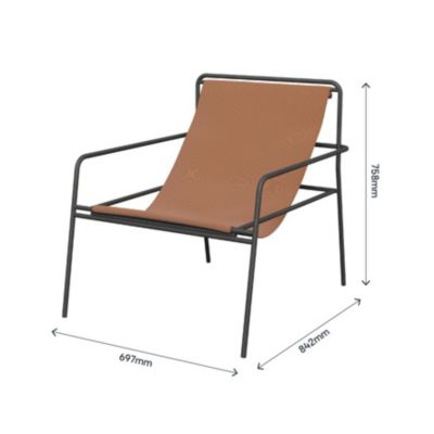 Fauteuil de jardin structure acier noir et assise polytextilène effet cuir GoodHome Petalii
