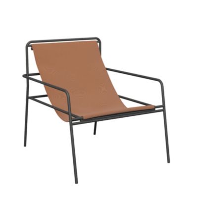 Fauteuil de jardin structure acier noir et assise polytextilène effet cuir GoodHome Petalii