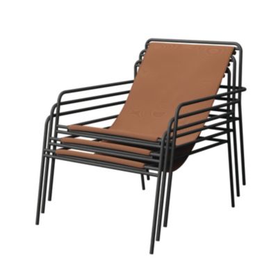 Fauteuil de jardin structure acier noir et assise polytextilène effet cuir GoodHome Petalii