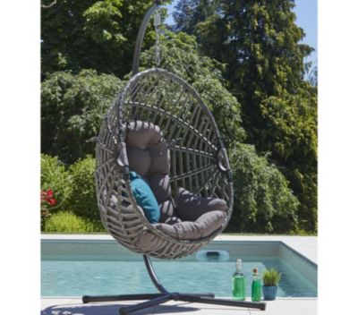 Fauteuil de jardin suspendu 1 place en acier gris perle