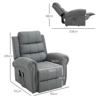 Fauteuil de massage fauteuil releveur électrique inclinaison réglable repose-pied ajustable lin gris chiné