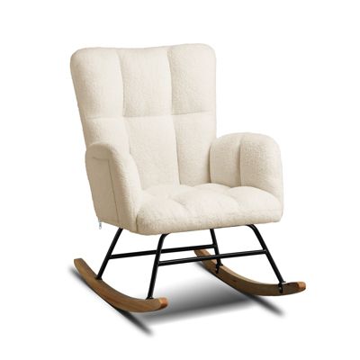 Fauteuil de relaxation avec accoudoirs, fauteuil club en peluche teddy, fauteuil à bascule, charge maximale 150 kg