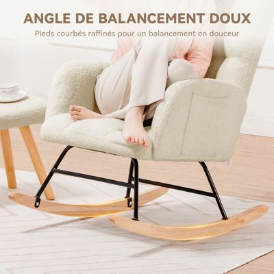 Fauteuil de relaxation avec accoudoirs, fauteuil club en peluche teddy, fauteuil à bascule, charge maximale 150 kg