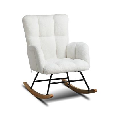 Fauteuil de relaxation avec accoudoirs, fauteuil club en peluche teddy, fauteuil à bascule, charge maximale 150 kg