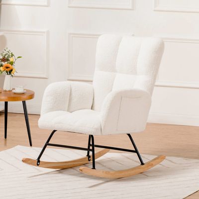 Fauteuil de relaxation avec accoudoirs, fauteuil club en peluche teddy, fauteuil à bascule, charge maximale 150 kg