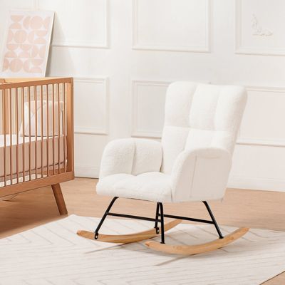 Fauteuil de relaxation avec accoudoirs, fauteuil club en peluche teddy, fauteuil à bascule, charge maximale 150 kg