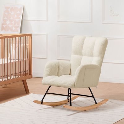 Fauteuil de relaxation avec accoudoirs repose-pieds, fauteuil club en peluche teddy, fauteuil à bascule, charge maximale 150 kg