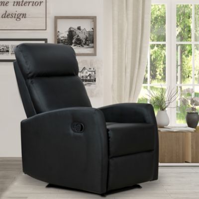 Fauteuil de relaxation inclinable 170 degrés avec repose-pied ajustable revêtement synthétique noir