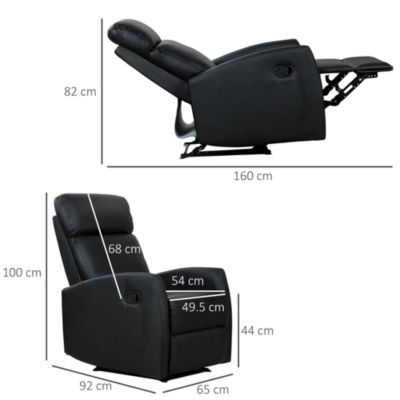 Fauteuil de relaxation inclinable 170 degrés avec repose-pied ajustable revêtement synthétique noir