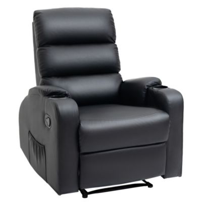 Fauteuil de relaxation inclinable avec repose-pied ajustable revêtement synthétique noir