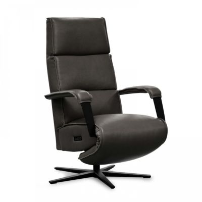 Fauteuil de relaxation électrique en cuir noir   Oviala