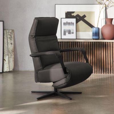 Fauteuil de relaxation électrique en cuir noir   Oviala