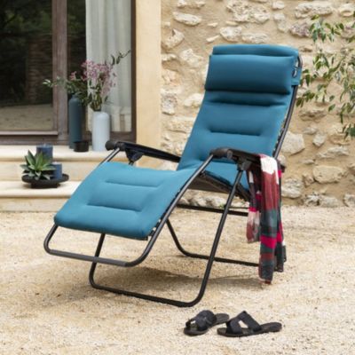 Fauteuil de relaxation pliant Lafuma Aircomfort Rsx Clip acier et polyester bleu coral blue