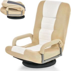 Fauteuil de Relaxion Pliable Pivotante a Dossier Reglable sur 5 Positions Chaise de Plancher 85x75x55CM Beige