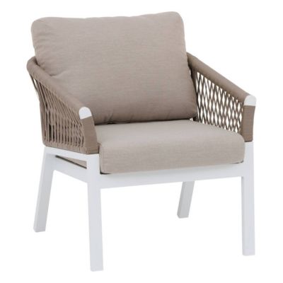 Fauteuil de salon de jardin "Oriengo" taupe & blanc en aluminium traité époxy - Hespéride
