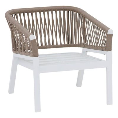 Fauteuil de salon de jardin "Oriengo" taupe & blanc en aluminium traité époxy - Hespéride