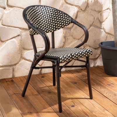 Fauteuil de terrasse bistrot parisien en aluminium noir  Oviala