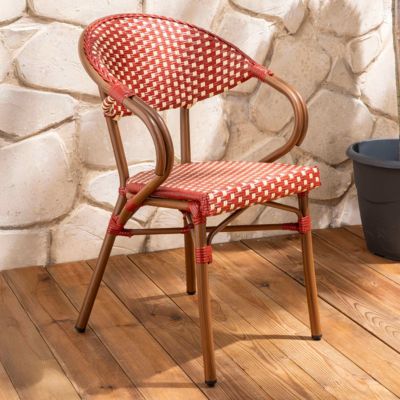 Fauteuil de terrasse bistrot parisien en aluminium rouge  Oviala